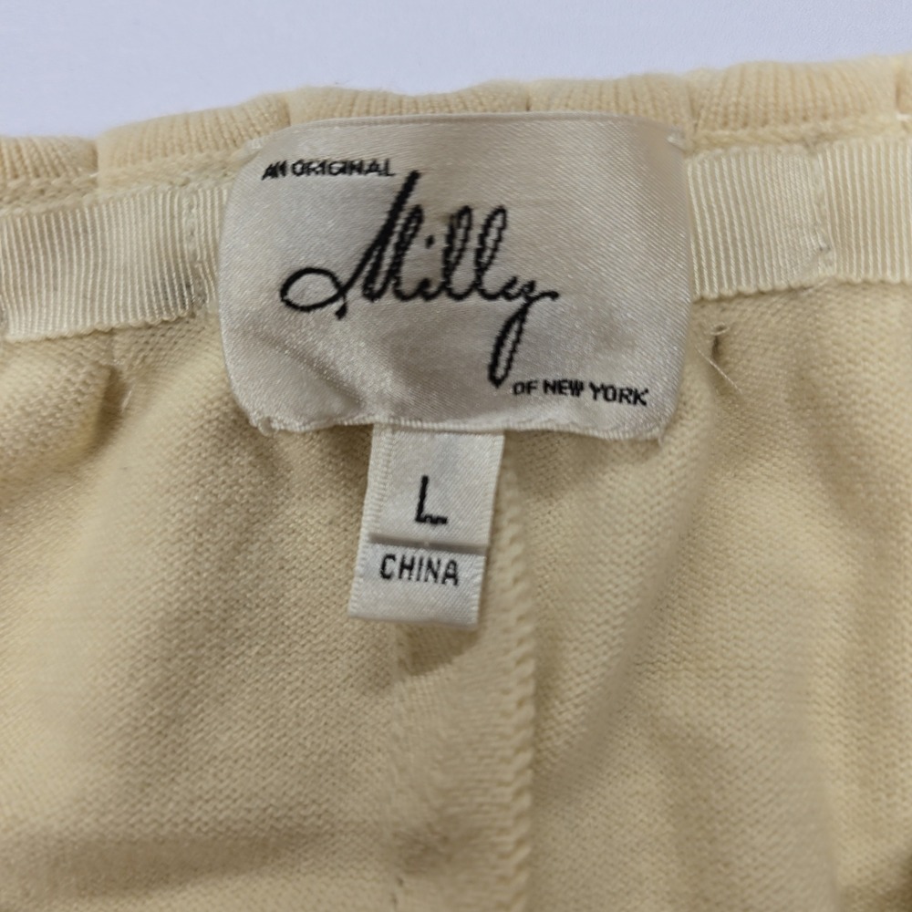 Vintage Milly of New York Women's Cream Cardigan Sweater Beads Button Size L - Picture 2 of 8